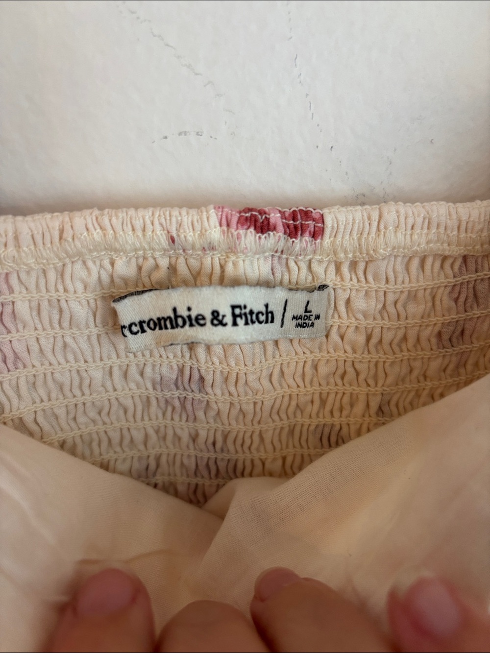 Abercrombie Emerson poplin Floral Puff-Sleeve Midi Dress Cream Rose Women LG EUC - Picture 7 of 12